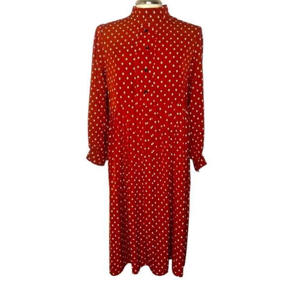 Polka Dot Kate Middleton Inspired Long Sleeve Maxi Shirt Dress - Picture 1 of 10